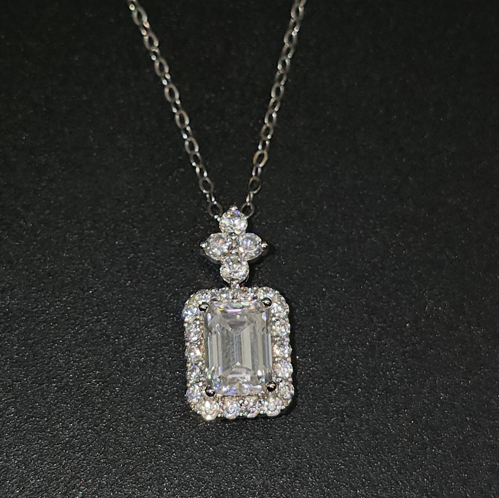 2ctw Moissanite Silver Pendant Necklace - Picture 2 of 7